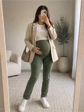 Isabel Maternity by Ingrid & Isabel Olive Green Straight Leg Maternity Pants